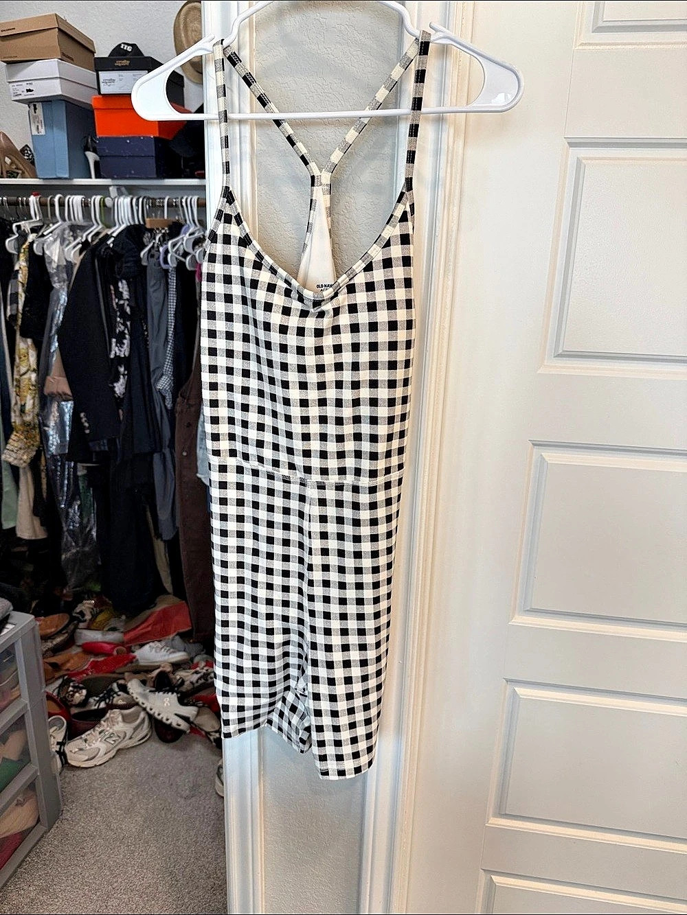 Old Navy Active PowerChill Checkered Jumpsuit in Black & White Medium